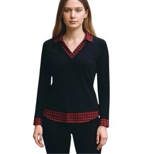 BloomChic Red and Black Checkered Blouse, Plus Size 22//24 (3X)